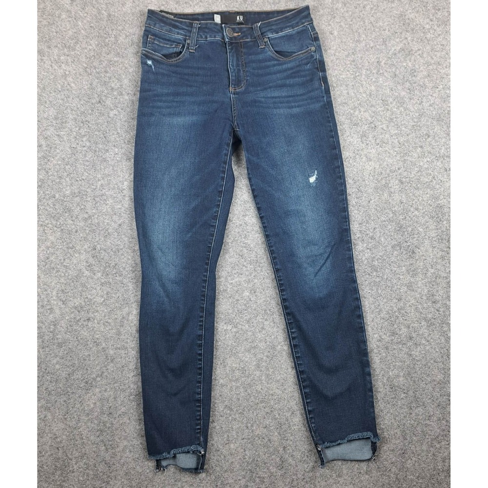 KUT from the Kloth Jeans Womens Size 4 Blue Mid Rise Skinny Denim‎ Raw Hem